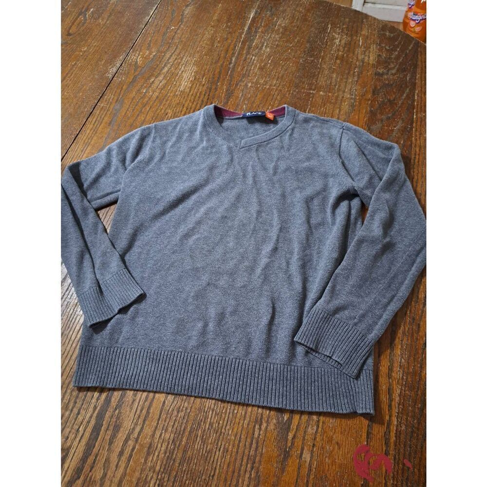 Boys XL Size 14 Place Grey Long Sleeve Pullover Knit Sweater